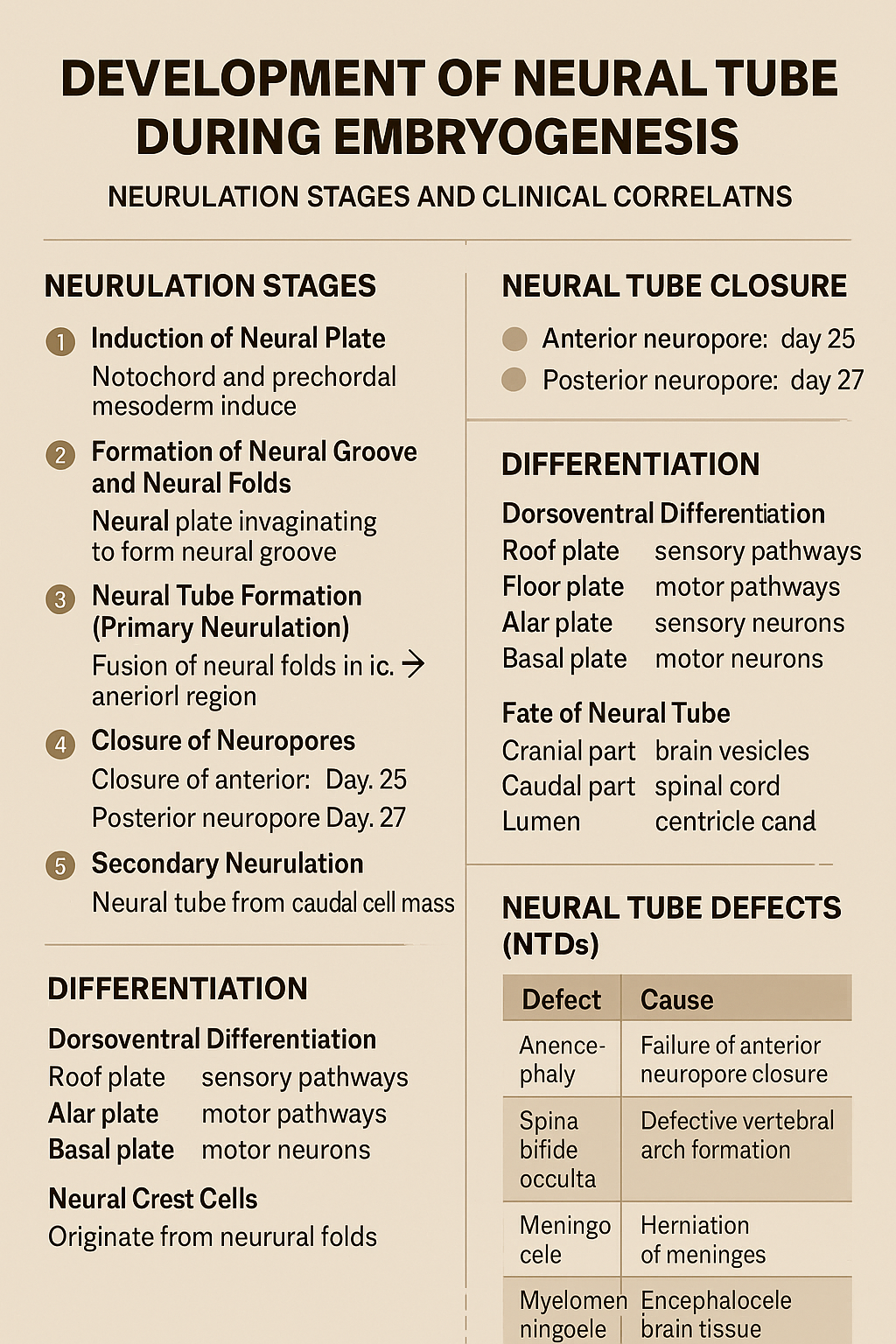 Development of Neural Tube During Embryogenesis Neurulation Stages and Clinical Correlation