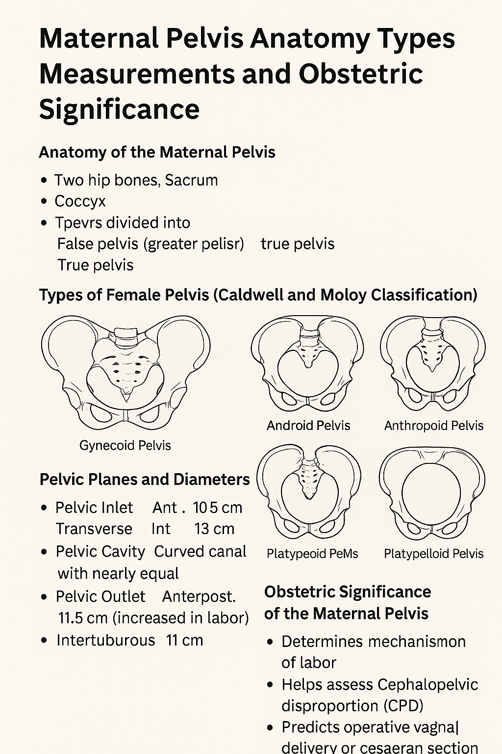 Maternal Pelvis Anatomy Types Measurements and Obstetric Significance